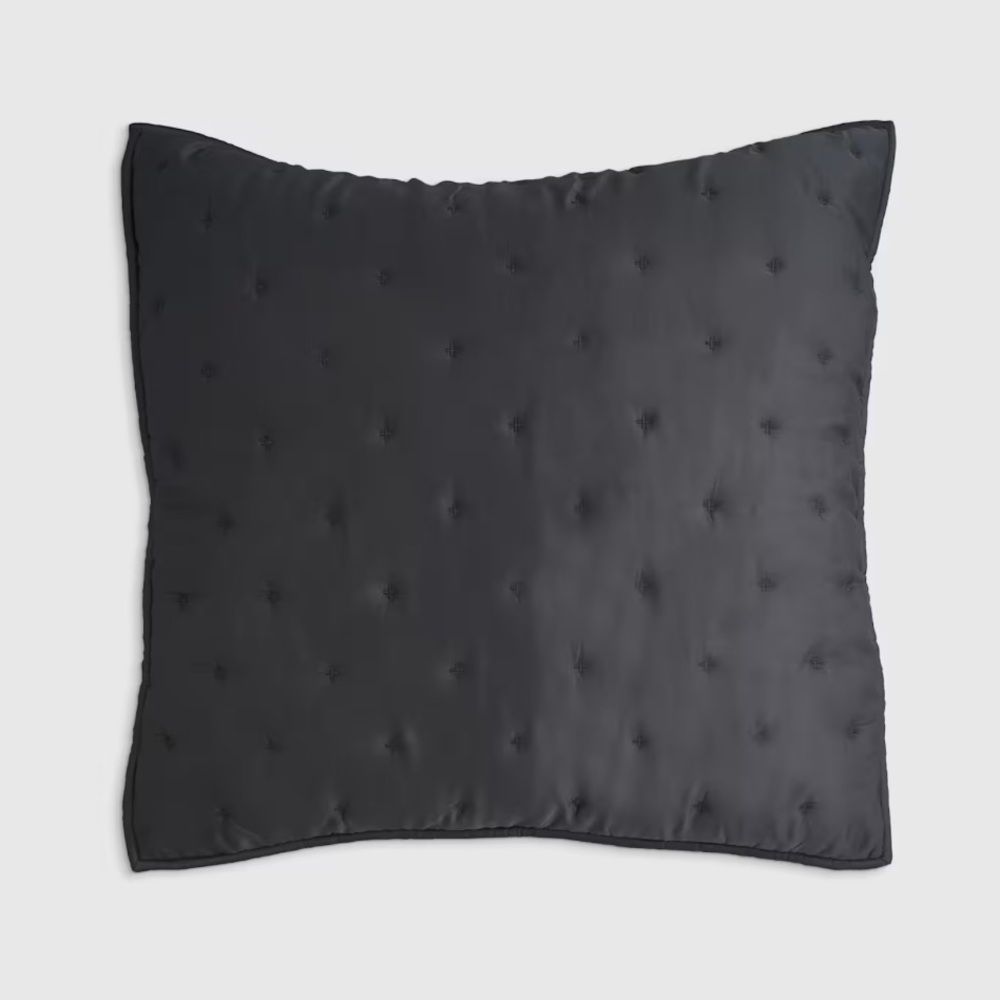 NWOT QUINCE Bamboo Dream Quilted Euro Sham Charcoal 2068
